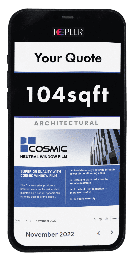 Residential Window Film 14 A phone showing a price for home window tinting with neutral window film in USA