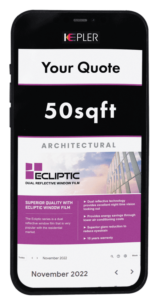 Residential Window Film 15 A phone showing a price for home window tinting with dual reflective window film in USA